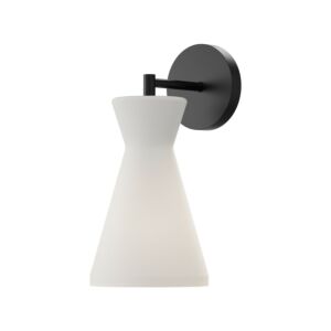 Betty 1-Light Wall Sconce in Matte Black with Opal Glass