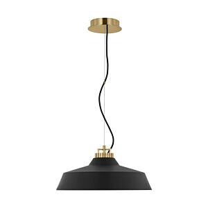 Forge Large Short 1-Light Integrated LED Ceiling Pendant in Natural Brass