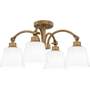 Quoizel Semi-Flush Mount 4-Light Semi-Flush Mount in Weathered Brass