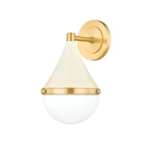 Ciara 1-Light Wall Sconce in Aged Brass with Soft Cream