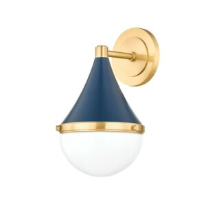 Ciara 1-Light Wall Sconce in Aged Brass with Soft Navy