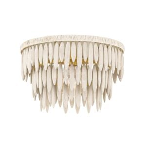 Tiffany 1-Light Semi-Flush Mount in Aged Brass with Textured Cream