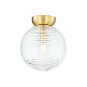 Sara 1-Light Flush Mount in Aged Brass