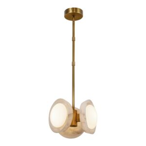 Alonso LED Pendant in Vintage Brass with Alabaster