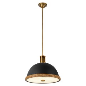 Doral 2-Light Pendant in Matte Black with Vintage Brass