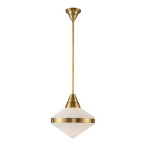 Willard 1-Light Pendant in Vintage Brass with Opal Matte Glass