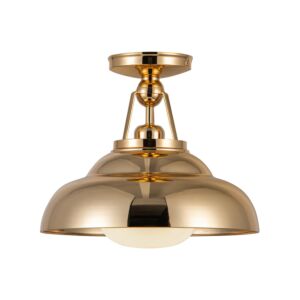 Palmetto 1-Light Semi-Flush Mount in Polished Brass with Glossy Opal