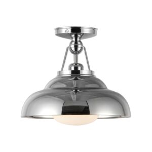 Palmetto 1-Light Semi-Flush Mount in Polished Nickel with Glossy Opal