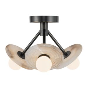 Dahlia LED Semi-Flush Mount in Urban Bronze with Alabaster