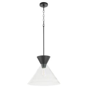 Beldar 1-Light Pendant in Matte Black w with Clear Glass