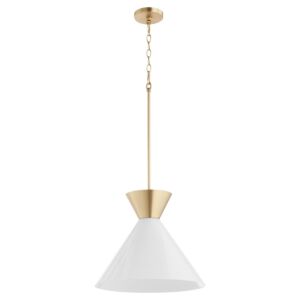 Beldar 1-Light Pendant in Aged Brass w with Gloss Opal