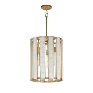 Miramar 3-Light Foyer Pendant in Capiz with Natural Aged Brass