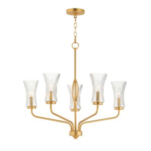 Camelot 5-Light Chandelier in Natural Aged Brass