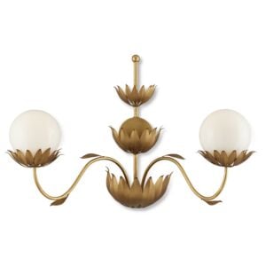 Mirasole 2-Light Wall Sconce in Contemporary Gold Leaf with Gold with White