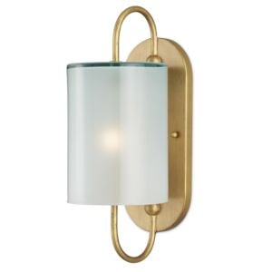 Glacier 1-Light Wall Sconce in Brass with Frosted White