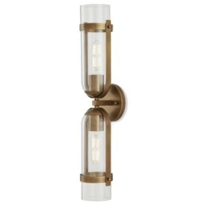 Bonardi 2-Light Wall Sconce in Antique Brass with Clear