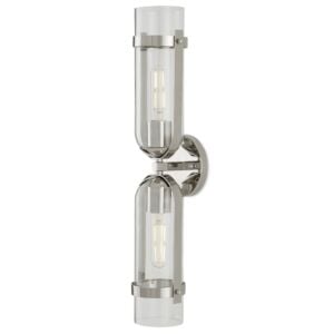 Bonardi 2-Light Wall Sconce in Polished Nickel with Clear