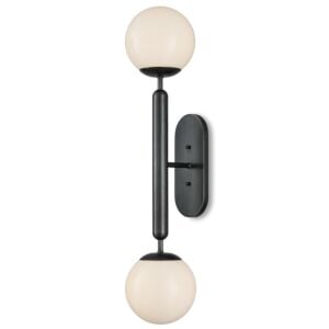 Barbican 2-Light Wall Sconce in Oil Rubbed Bronze with White