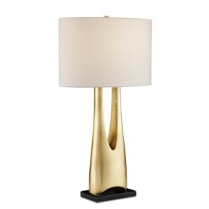 La Porta 1-Light Table Lamp in Contemporary Gold Leaf with Black