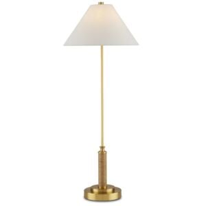 Ippolito 1-Light Table Lamp in Antique Brass with Natural