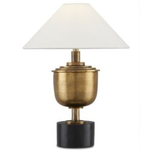 Bective 1-Light Table Lamp in Antique Brass with Black