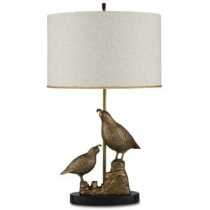 Marjorie Skouras 1-Light Table Lamp in Antique Brass with Black