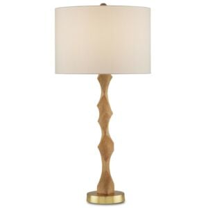 Sunbird 1-Light Table Lamp in Natural with Brass