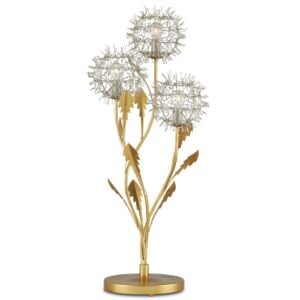 Dandelion 3-Light Table Lamp in Contemporary Silver Leaf with Silver with Contemporary Gold Leaf