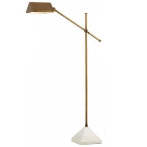 Repertoire 1-Light Floor Lamp in Antique Brass with White