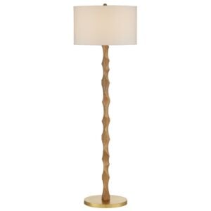 Sunbird 1-Light Floor Lamp in Natural with Brass