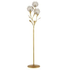 Dandelion 3-Light Floor Lamp in Contemporary Silver Leaf with Silver with Contemporary Gold Leaf