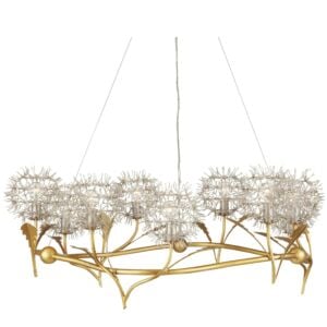 Dandelion 9-Light Chandelier in Contemporary Silver Leaf with Silver with Contemporary Gold Leaf