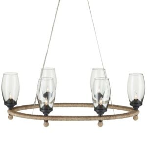 Hightider 6-Light Chandelier in Natural with Clear with French Black