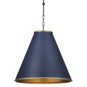 Pierrepont 1-Light Pendant in Hiroshi Dark Blue with Contemporary Gold Leaf with Gold