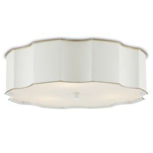 Wexford 3-Light Flush Mount in Snow White with Gold Highlights