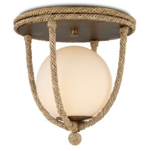 Passageway 1-Light Flush Mount in Natural with Dorado Gold with Frosted White