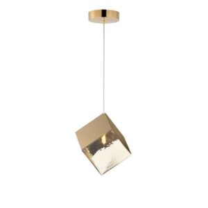 Ice Cube 1-Light LED Pendant in French Gold
