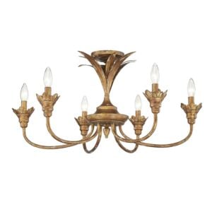 Lillianne HG 6-Light Semi-Flush Mount in Heirloom Gold