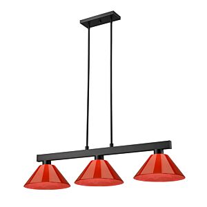 Z-Lite Cobalt 3-Light Linear Pendant Light In Matte Black