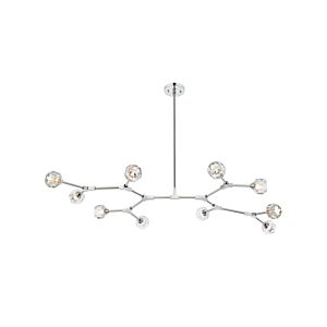 Zayne 10-Light Pendant in Chrome and Clear