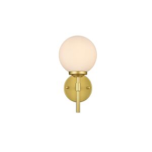 Ansley 1-Light Bathroom Vanity Light Sconce in Brass and frosted white