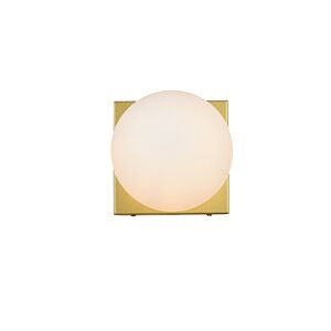 Jaylin 1-Light Bathroom Vanity Light Sconce in Brass and frosted white