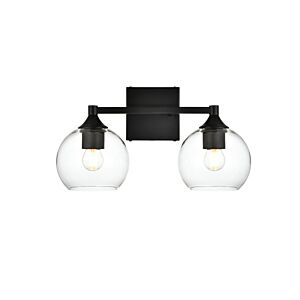 Foster 2-Light Bathroom Vanity Light Sconce in Black and Clear