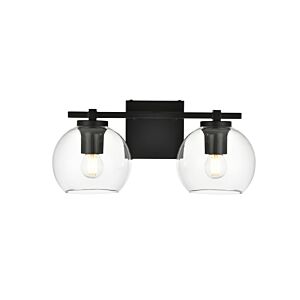 Juelz 2-Light Bathroom Vanity Light Sconce in Black and Clear