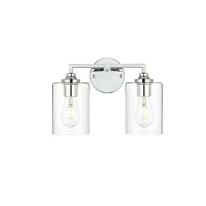 Mayson 2-Light Bathroom Vanity Light Sconce in Chrome and Clear