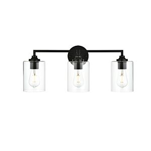 Mayson 3-Light Bathroom Vanity Light Sconce in Black and Clear