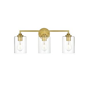 Mayson 3-Light Bathroom Vanity Light Sconce in Brass and Clear