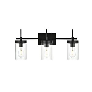 Benny 3-Light Bathroom Vanity Light Sconce in Black and Clear