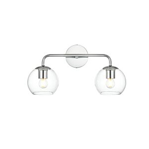 Genesis 2-Light Bathroom Vanity Light Sconce in Chrome and Clear