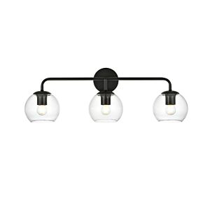 Genesis 3-Light Bathroom Vanity Light Sconce in Black and Clear